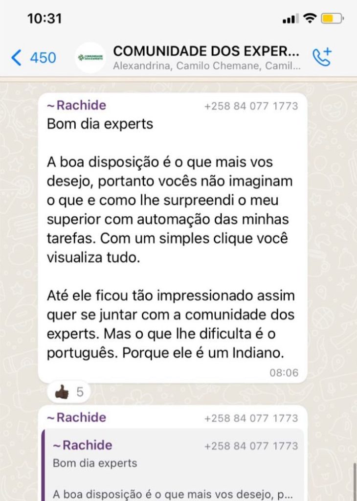 Rachide impressionou o chefe